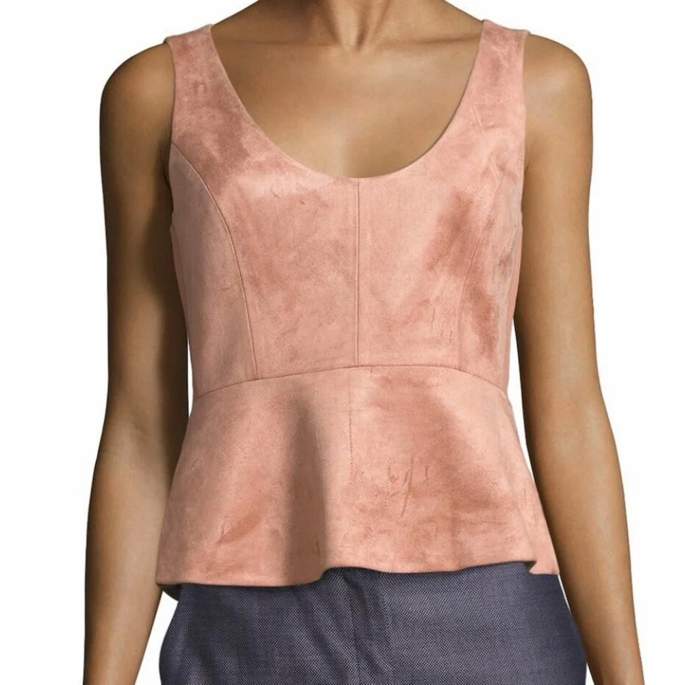 BCBGMaxAzria Dusty Rose Suede-Look Peplum Camisole XXS